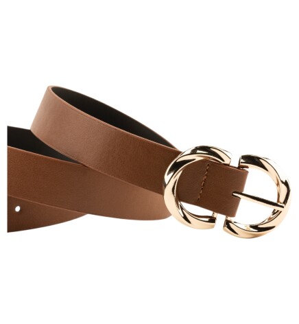 Paçuli Moda Çift D Tokalı Taba Kadın Kemeri