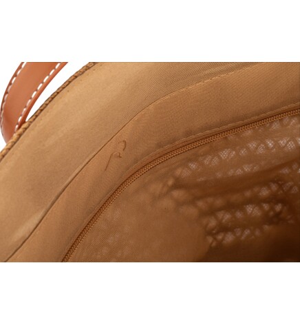 Paçuli Moda Çizgili Hasır Plaj Çantası