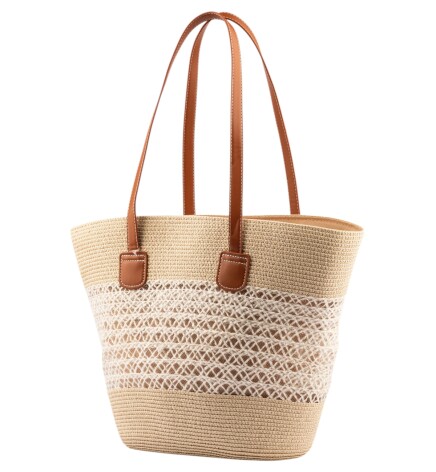 Paçuli Moda Dantel Detaylı Hasır Plaj Çantası