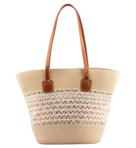 Paçuli Moda Dantel Detaylı Hasır Plaj Çantası