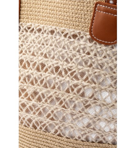 Paçuli Moda Dantel Detaylı Hasır Plaj Çantası