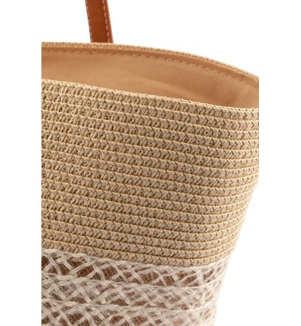 Paçuli Moda Dantel Detaylı Hasır Plaj Çantası