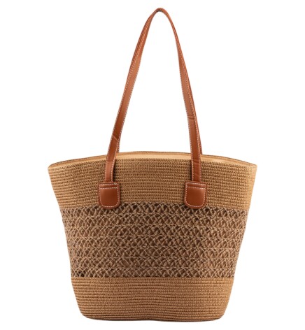 Paçuli Moda Dantel Detaylı Hasır Plaj Çantası