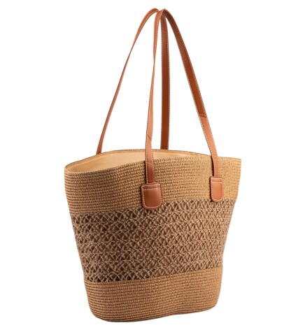 Paçuli Moda Dantel Detaylı Hasır Plaj Çantası