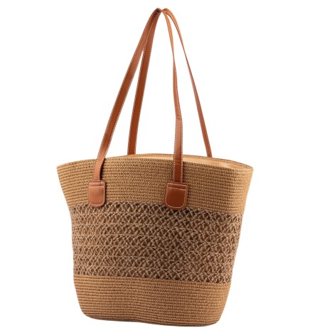 Paçuli Moda Dantel Detaylı Hasır Plaj Çantası