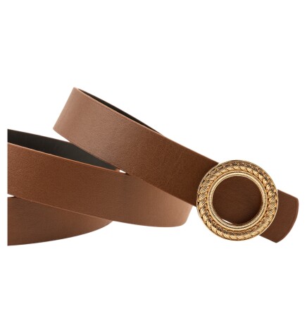 Paçuli Moda Desenli Halka Tokalı İkili Set Siyah_Taba Kadın Kemeri