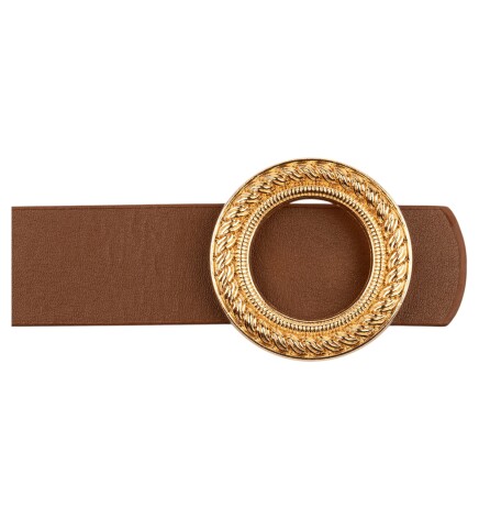 Paçuli Moda Desenli Halka Tokalı İkili Set Siyah_Taba Kadın Kemeri