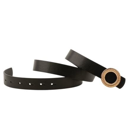 Paçuli Moda Desenli Halka Tokalı İkili Set Siyah_Taba Kadın Kemeri