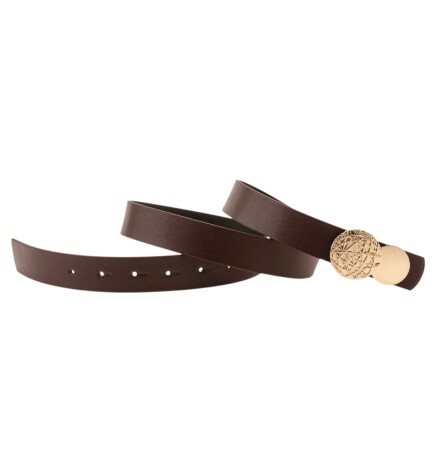 Paçuli Moda Desenli Yuvarlak Tokalı Bordo Kadın Kemeri