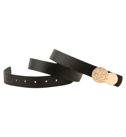 Paçuli Moda Desenli Yuvarlak Tokalı İkili Set Bordo_Siyah Kadın Kemeri