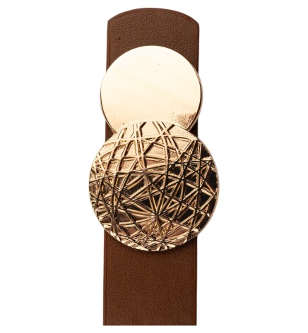 Paçuli Moda Desenli Yuvarlak Tokalı İkili Set Taba_Bej Kadın Kemeri