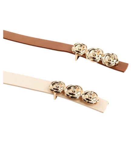 Paçuli Moda GÜL Tokalı İkili set Bej_Taba Kadın Kemeri