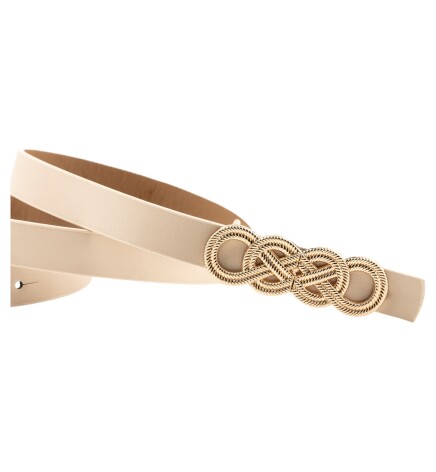 Paçuli Moda İkili Düğüm Tokalı Bej Kadın Kemer