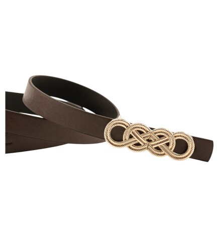 Paçuli Moda İkili Düğüm Tokalı Kahverengi Kadın Kemer