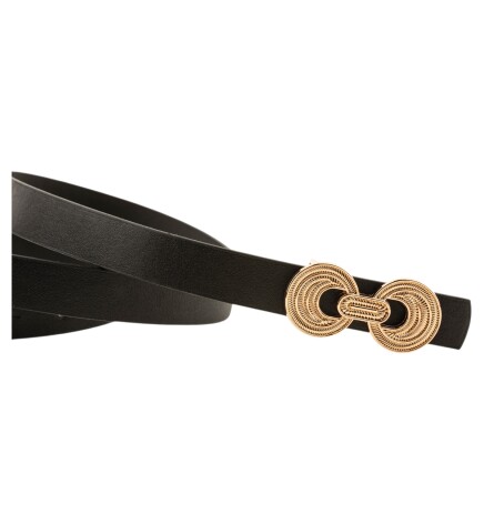 Paçuli Moda İnce Düğüm Tokalı İkili Siyah_Taba Kadın Kemeri