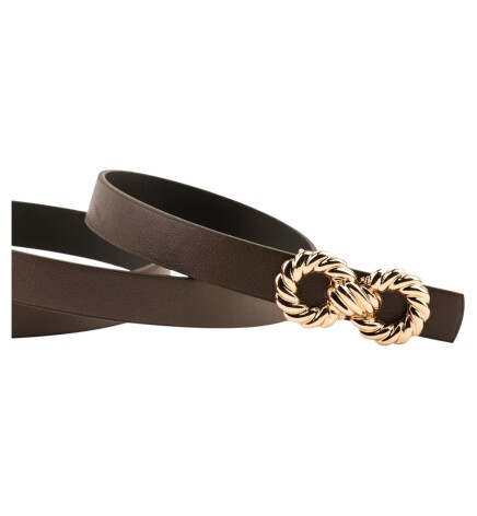 Paçuli Moda Kadın Çift Halka Tokalı Kahverengi Kemer