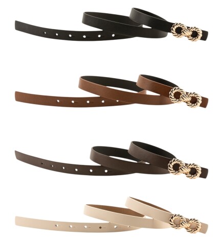 Paçuli Moda Kadın Çift Halka Tokalı Siyah_Kahverengi_Taba_Bej Kemer