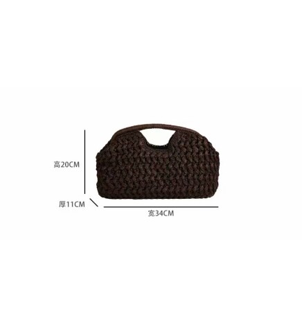 Paçuli Moda Kahverengi Hasır Omuz Çantası