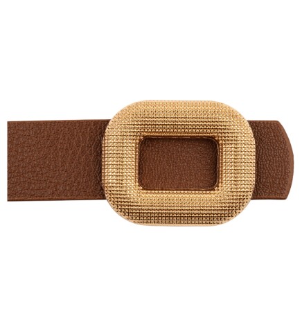 Paçuli Moda Mozaik Kare Tokalı İkili Set Siyah_Taba Kadın Kemeri