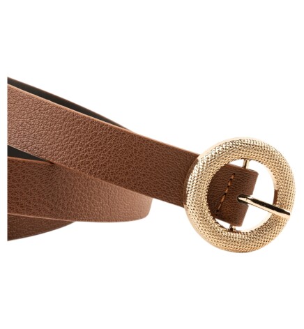 Paçuli Moda Mozaik Yuvarlak Tokalı Taba Kadın Kemeri