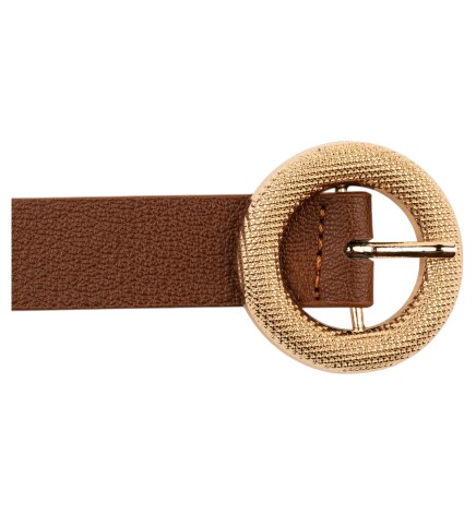 Paçuli Moda Mozaik Yuvarlak Tokalı Taba Kadın Kemeri