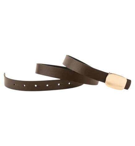 Paçuli Moda Parlak Kare Tokalı Kahverengi Kadın Kemeri