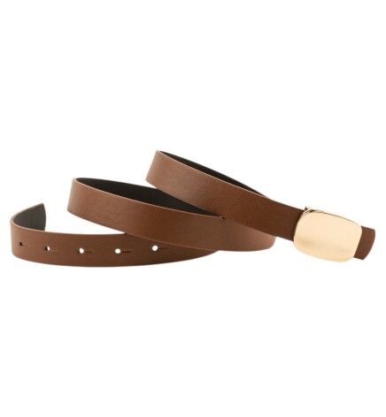 Paçuli Moda Parlak Kare Tokalı Taba Kadın Kemeri