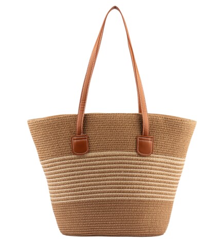 Paçuli Moda Rafya Örgü Çizgili Plaj Çantası