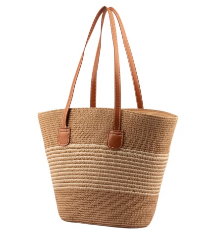 Paçuli Moda Rafya Örgü Çizgili Plaj Çantası