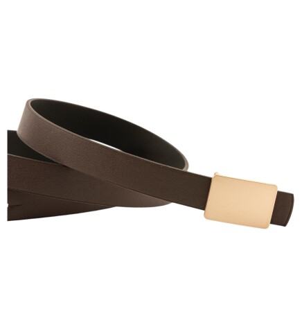 Paçuli Moda Sade Kare Tokalı İkili Set Kahverengi_Bej Kadın Kemeri