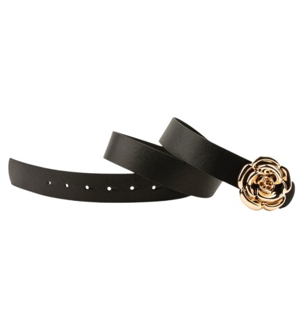 Paçuli Moda Tek Gül Tokalı Siyah Kadın Kemeri