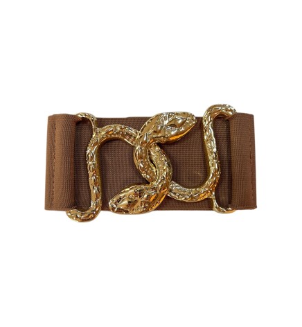 Paçuli Moda Yılan Geçme Tokalı Taba Kadın Kemeri