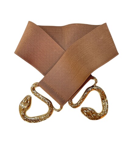 Paçuli Moda Yılan Geçme Tokalı Taba Kadın Kemeri