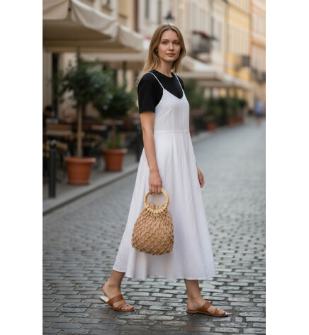 Paçuli Moda Ahşap Saplı Camel El Örmesi Çanta