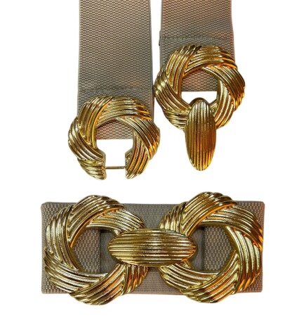 Paçuli Moda Kadın Burgu Tokalı Lastikli Bej Kemer