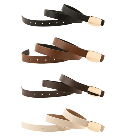 Paçuli Moda Parlak Kare Tokalı 4lü Set Kadın Kemeri