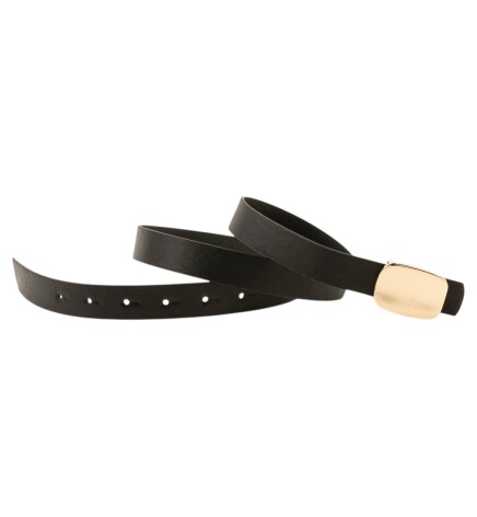 Paçuli Moda Parlak Kare Tokalı Siyah Kadın Kemeri