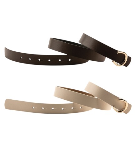 Pimli C Tokalı Kahverengi_Bej Kadın Kemeri